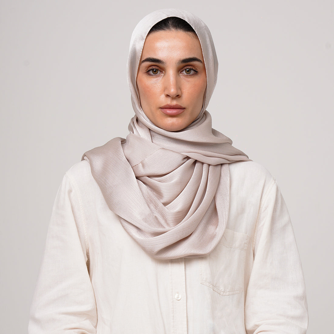 Shiny Satin Hijab - Light Beige