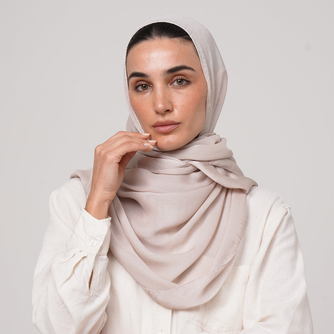 Shiny Satin Hijab - Soft Beige