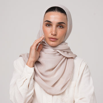 Shiny Satin Hijab - Soft Beige