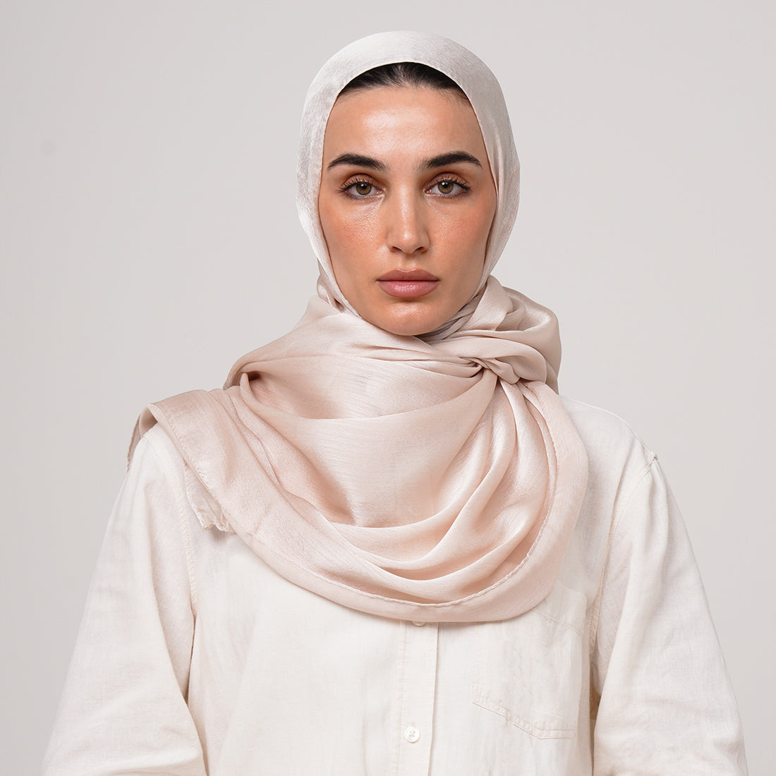 Shiny Satin Hijab - Champagne Beige