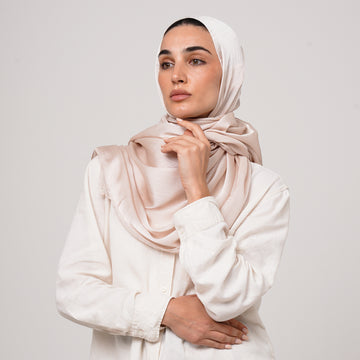 Shiny Satin Hijab - Champagne Beige