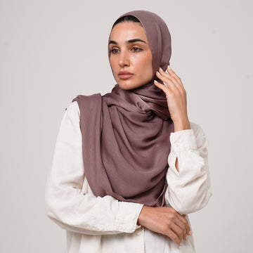 Shiny Satin Hijab - Mauve Brown