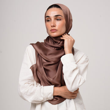 Shiny Satin Hijab - Chocolate Brown