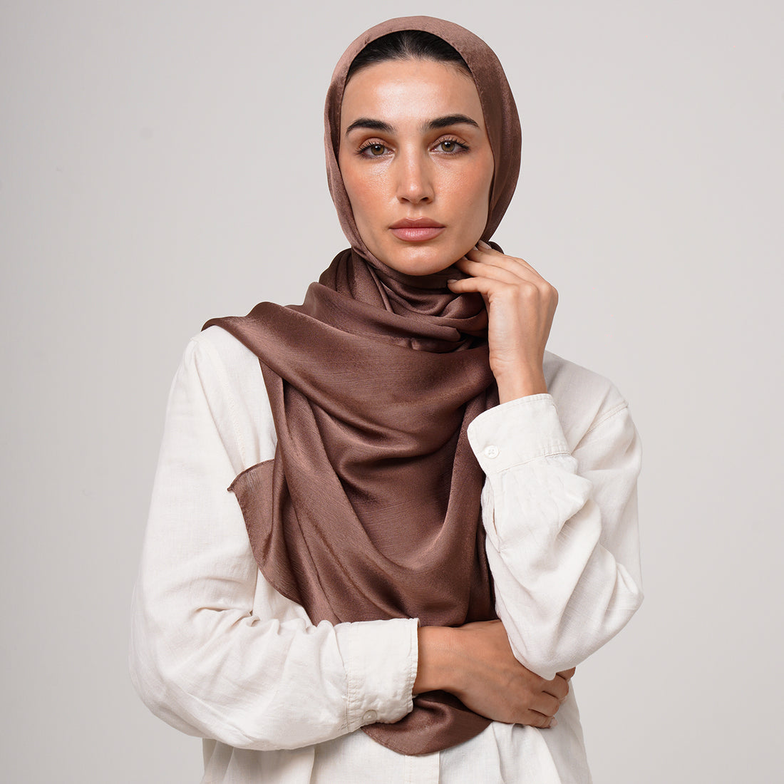 Shiny Satin Hijab - Chocolate Brown