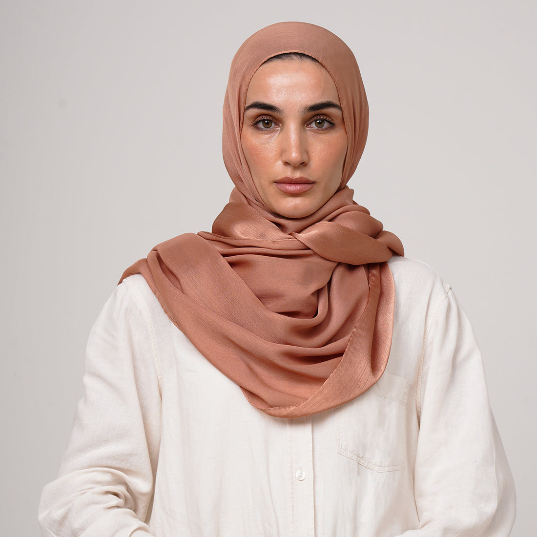 Shiny Satin Hijab - Terracotta