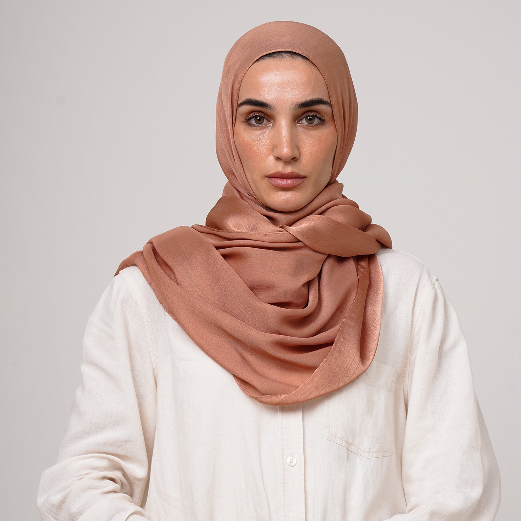 Shiny Satin Hijab - Terracotta