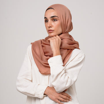 Shiny Satin Hijab - Terracotta