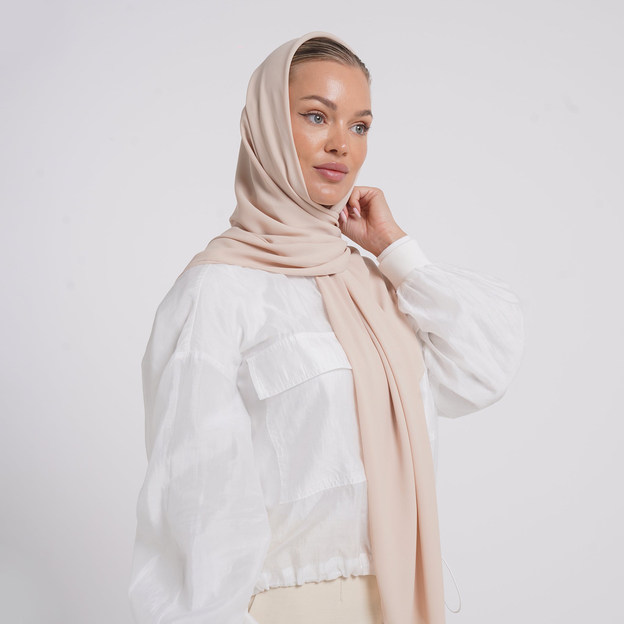 Crepe Cotton hijab -  Blush Beige