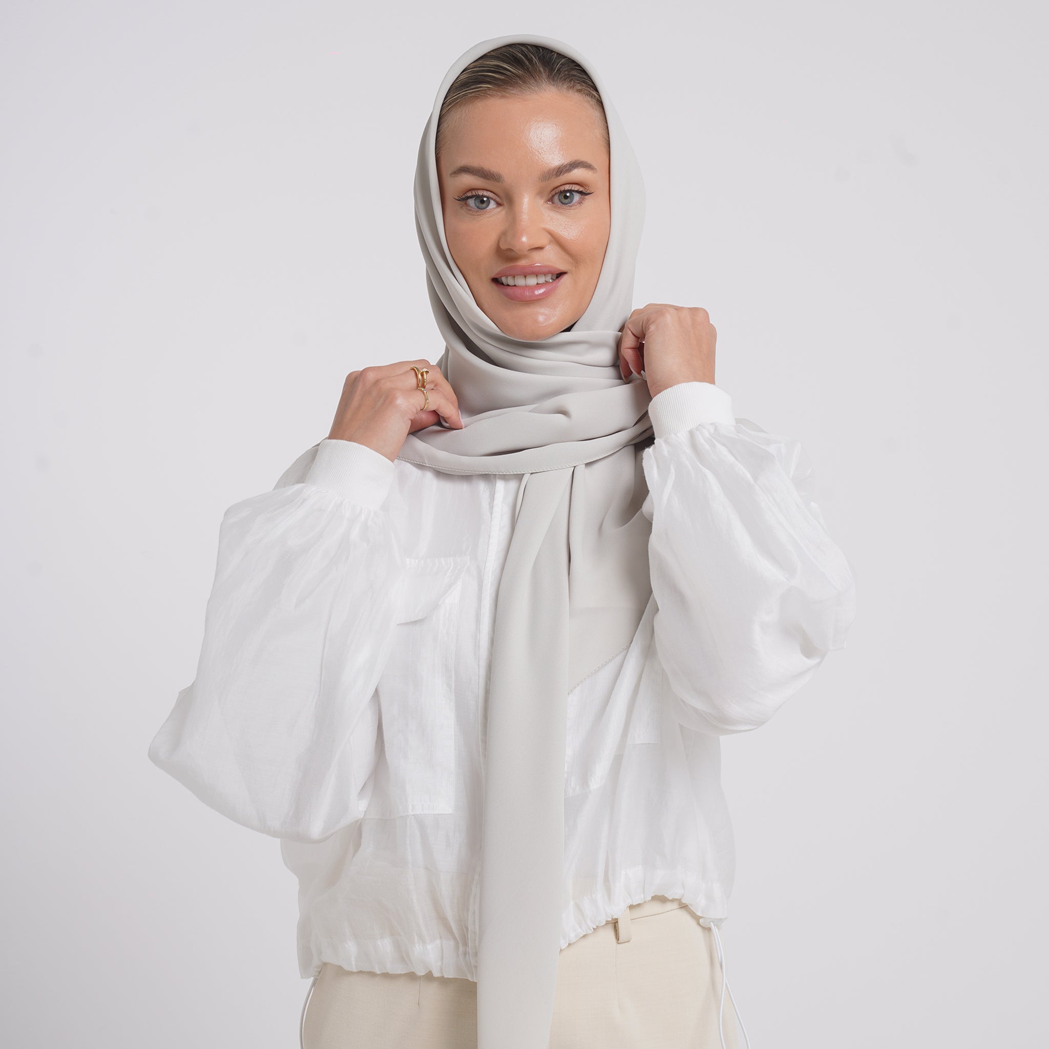 Crepe Cotton hijab -  Silver Mist