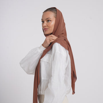 Crepe Cotton hijab -  Cinnamon Brown