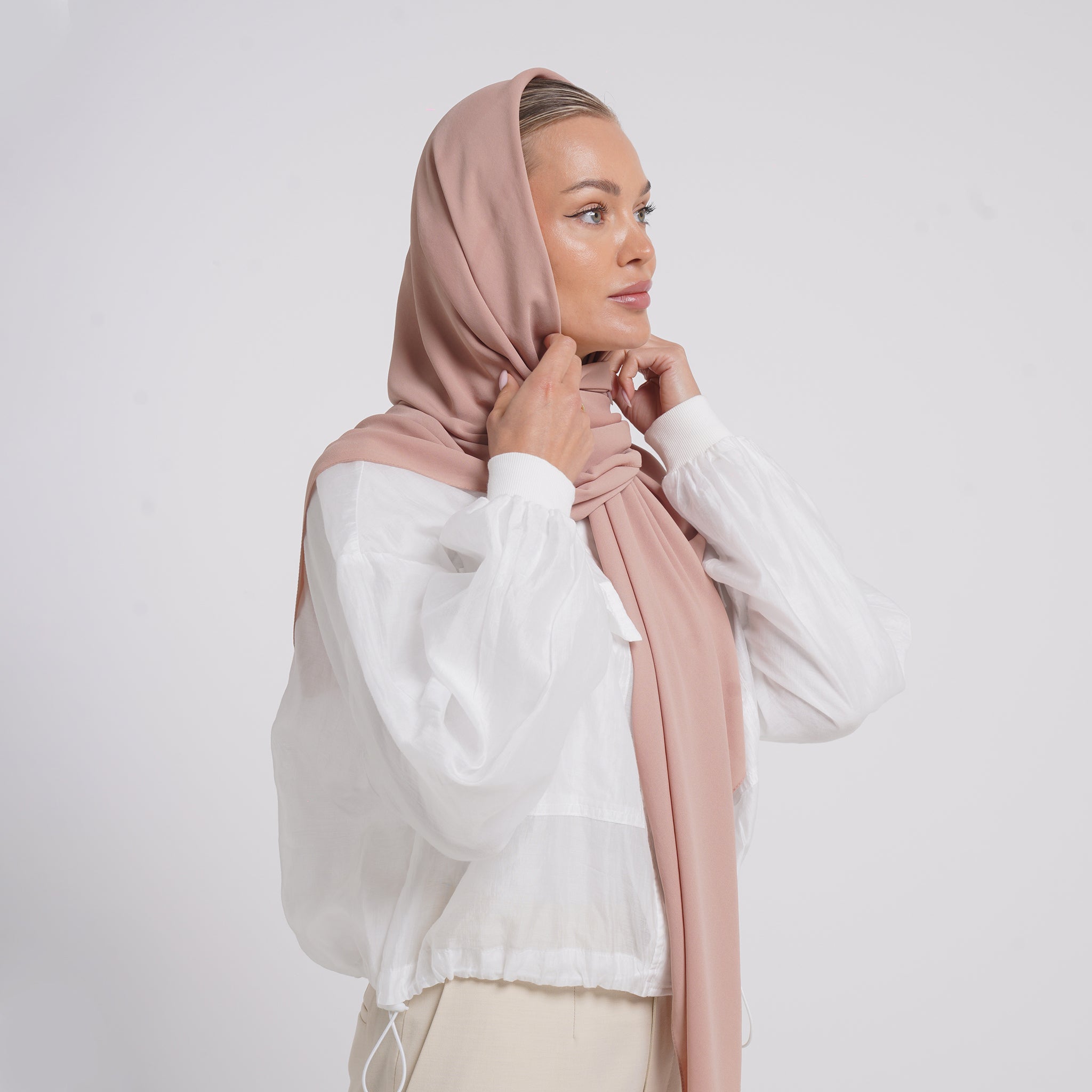 Crepe Cotton hijab -  Blush Nude