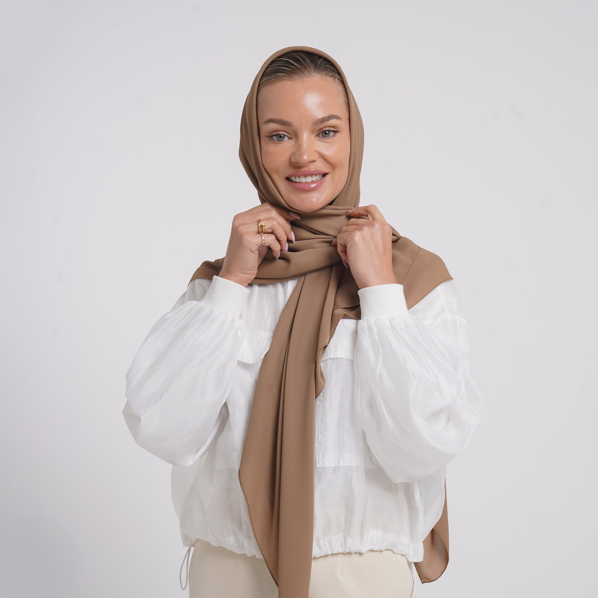 Crepe Cotton hijab -  Camel Beige