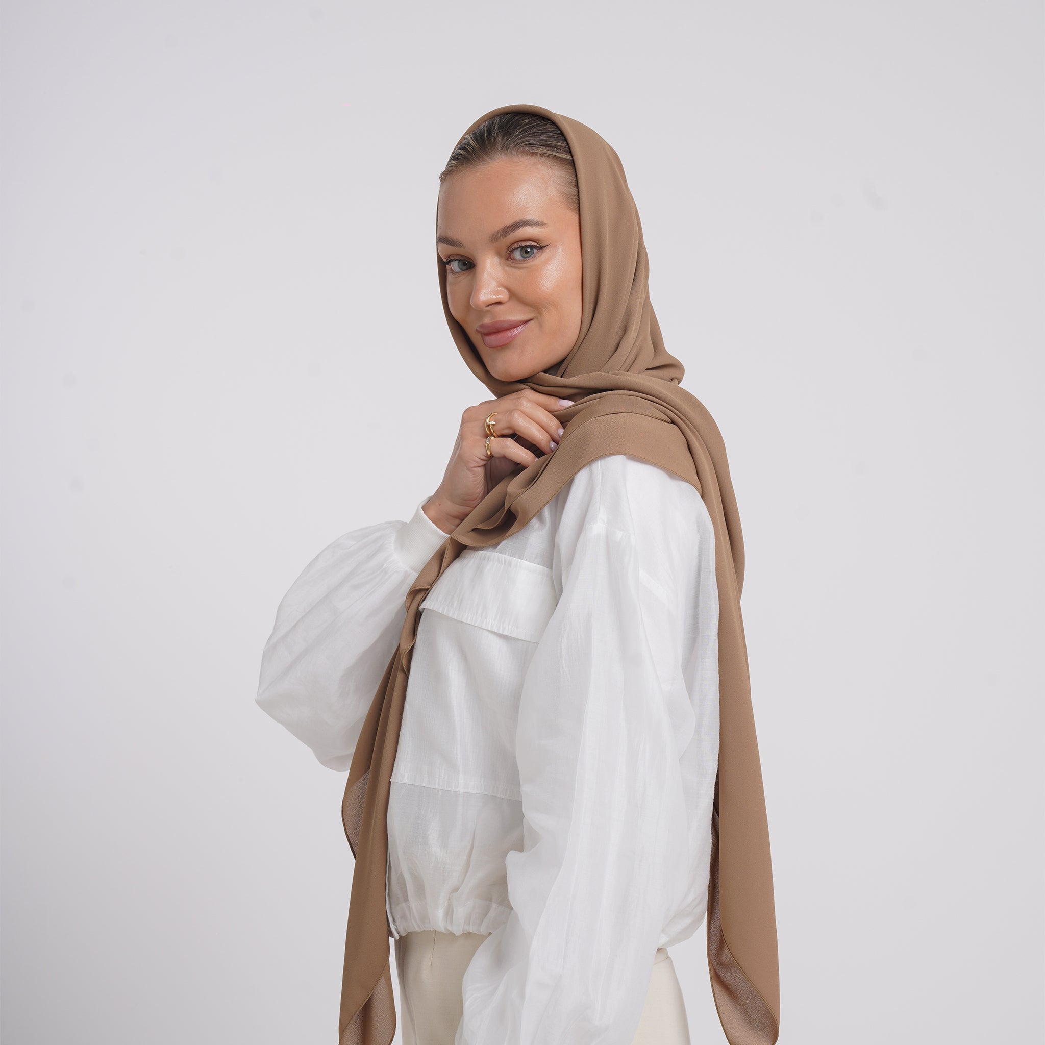 Crepe Cotton hijab -  Camel Beige