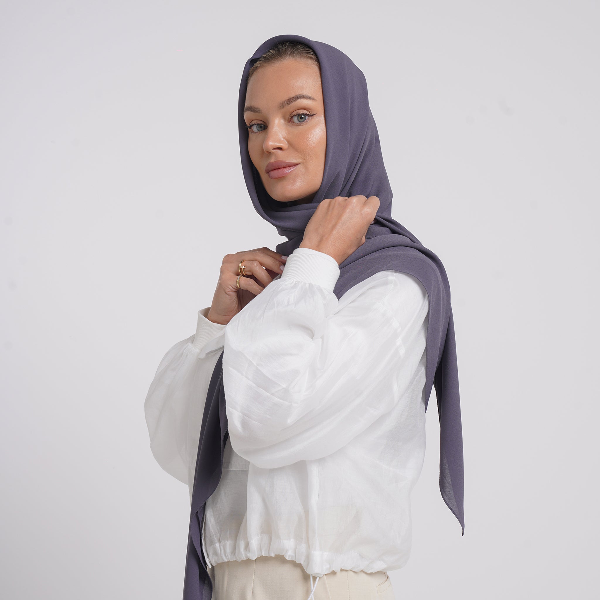 Crepe Cotton hijab -  Slate Purple