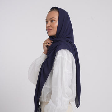 Crepe Cotton hijab -  Navy Blue