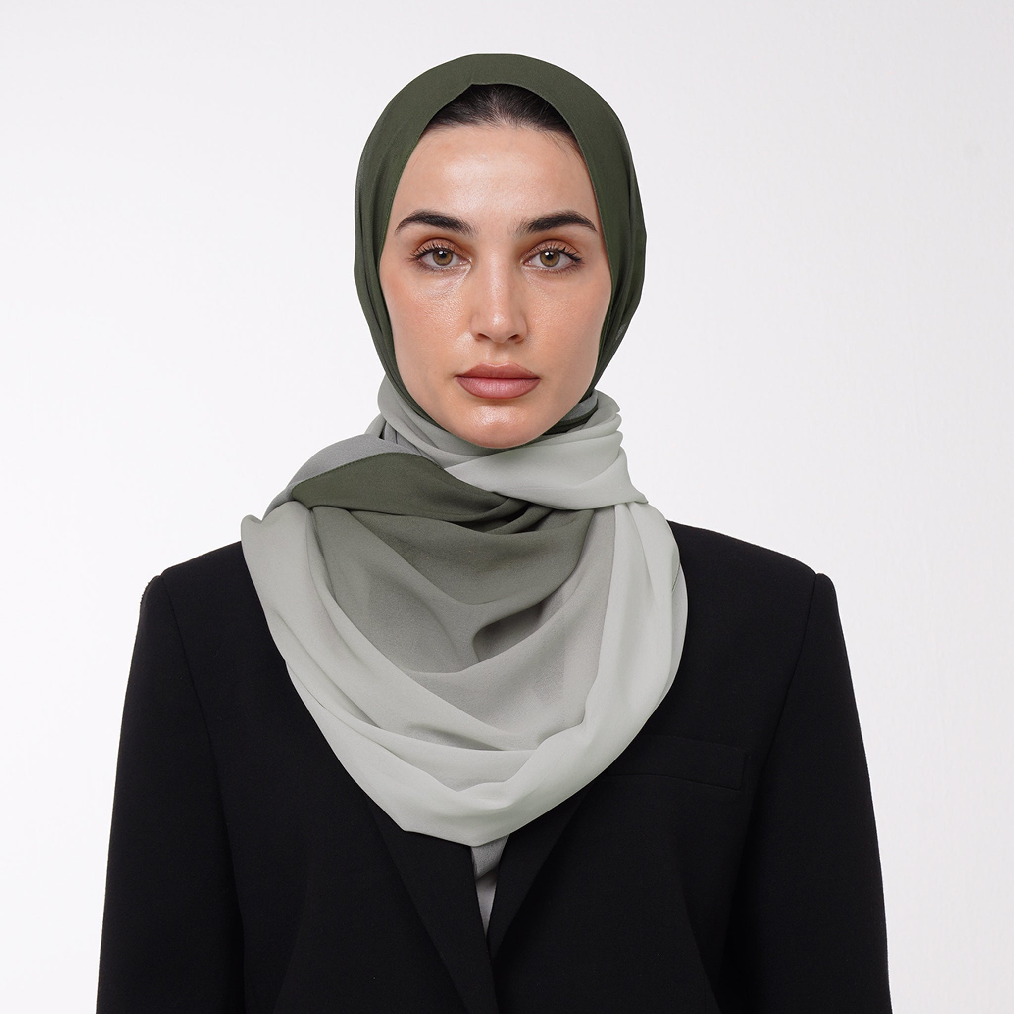 Ombre Crepe Hijab -Olive Mist