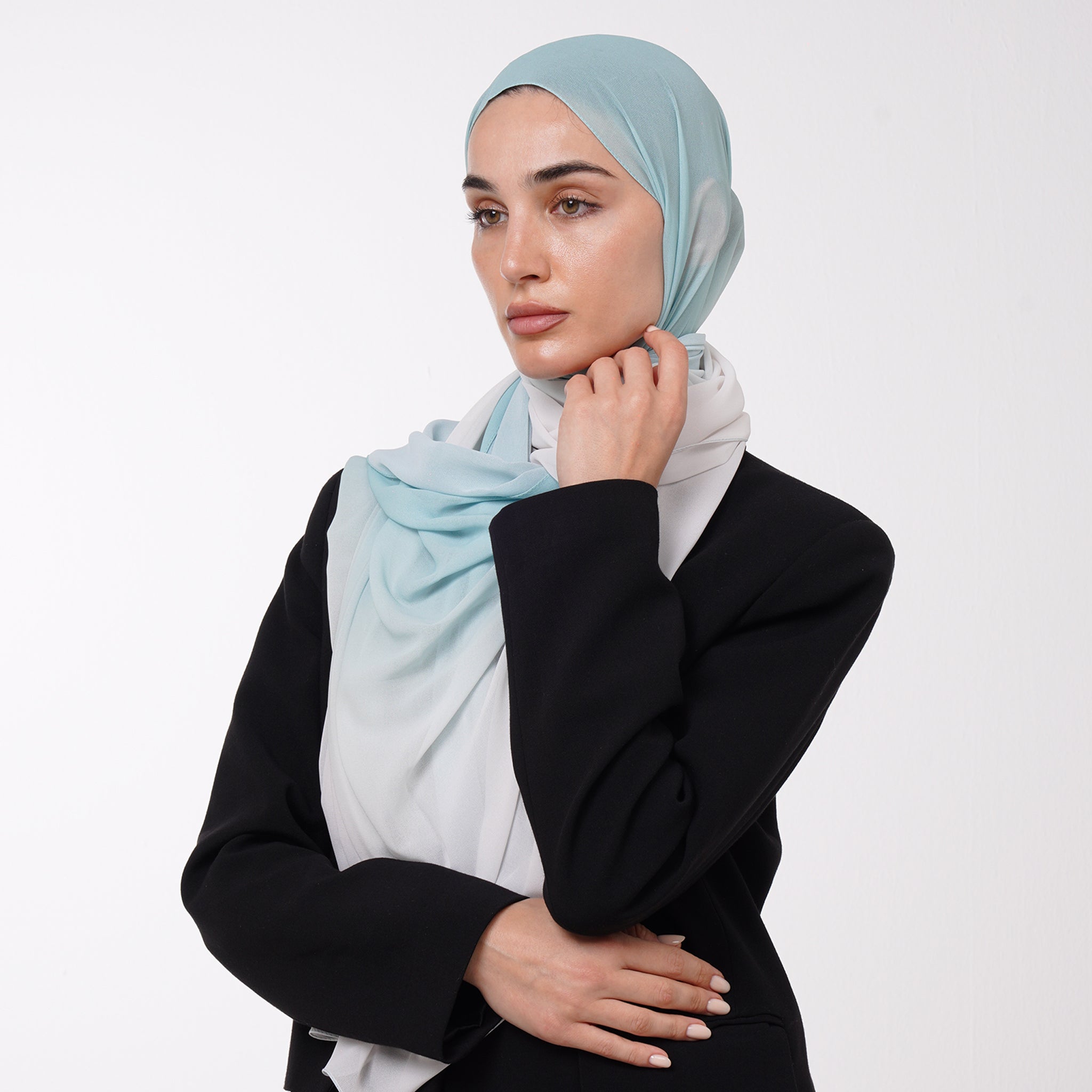Ombre Crepe Hijab - Ice Mint