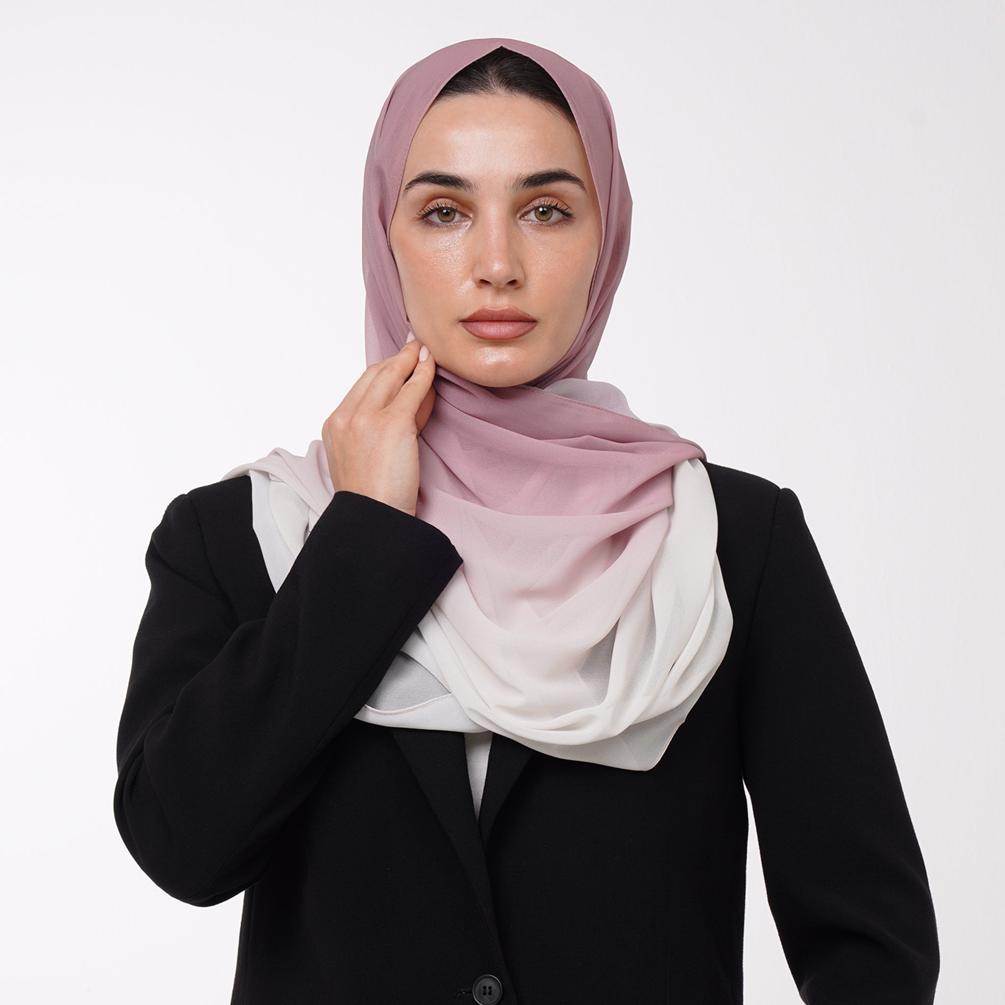 Ombre Crepe Hijab - Dusty Rose