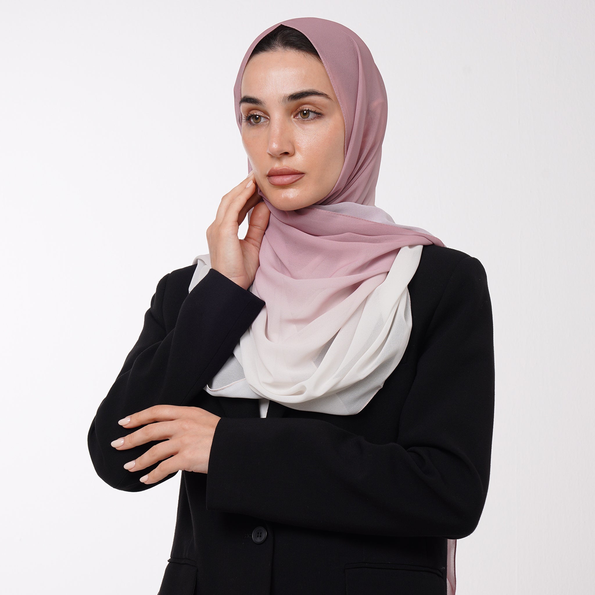 Ombre Crepe Hijab - Dusty Rose