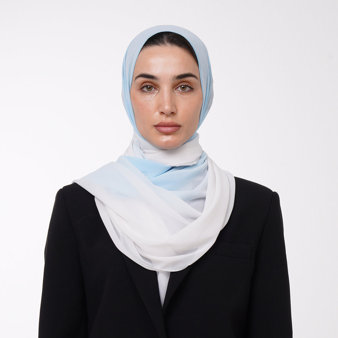 Ombre Crepe Hijab - Powder Blue