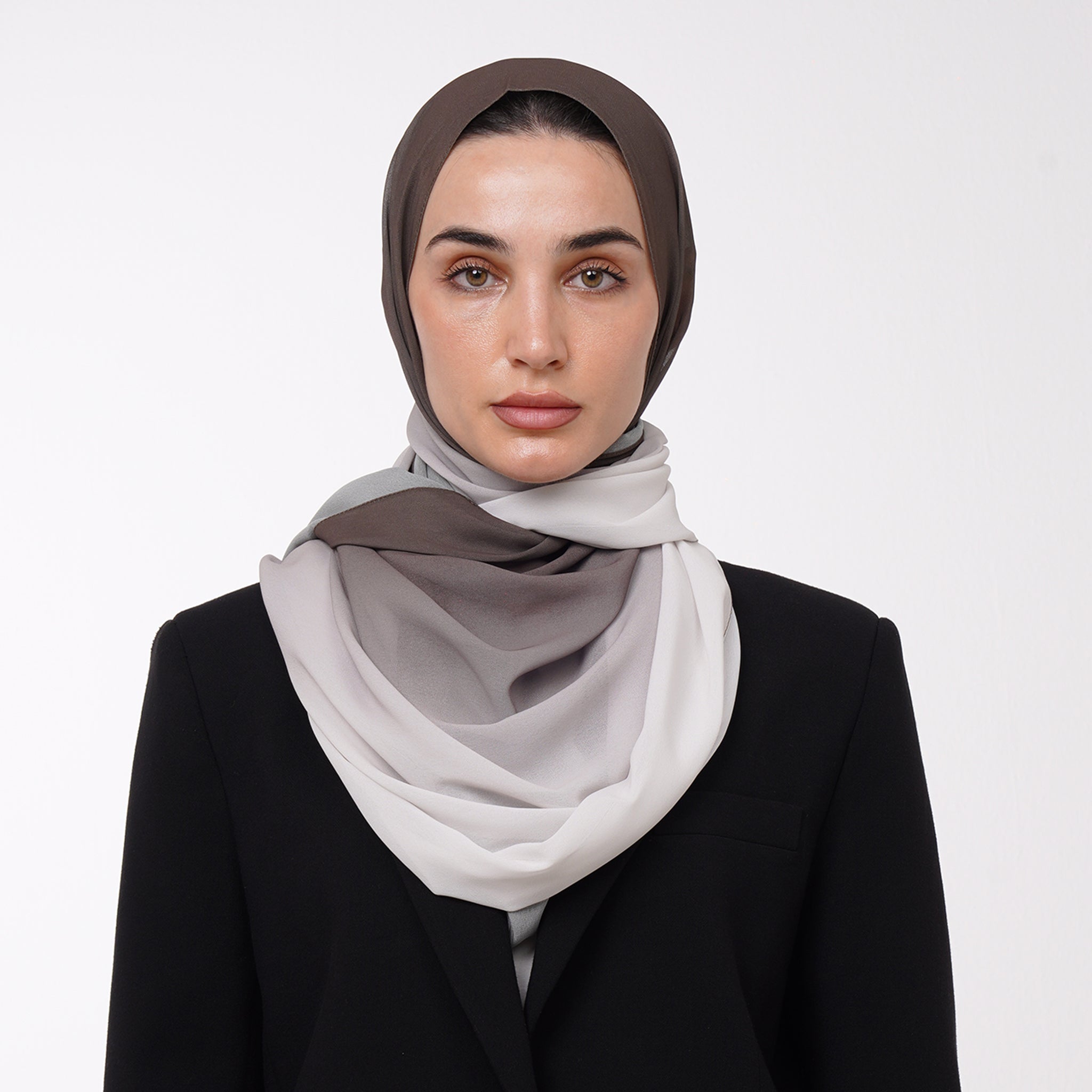 Ombre Crepe Hijab - Espresso Brown