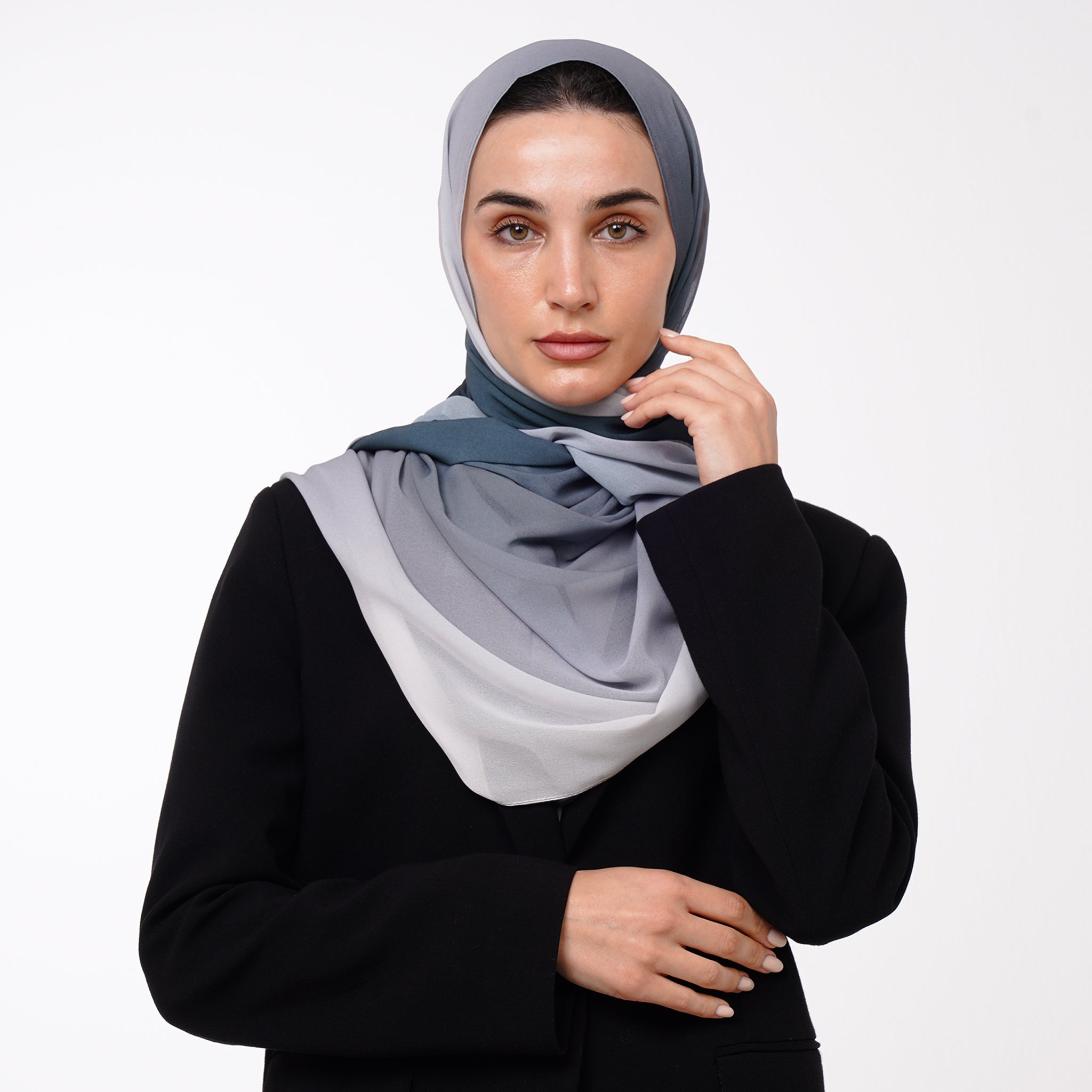 Ombre Crepe Hijab - Slate Teal