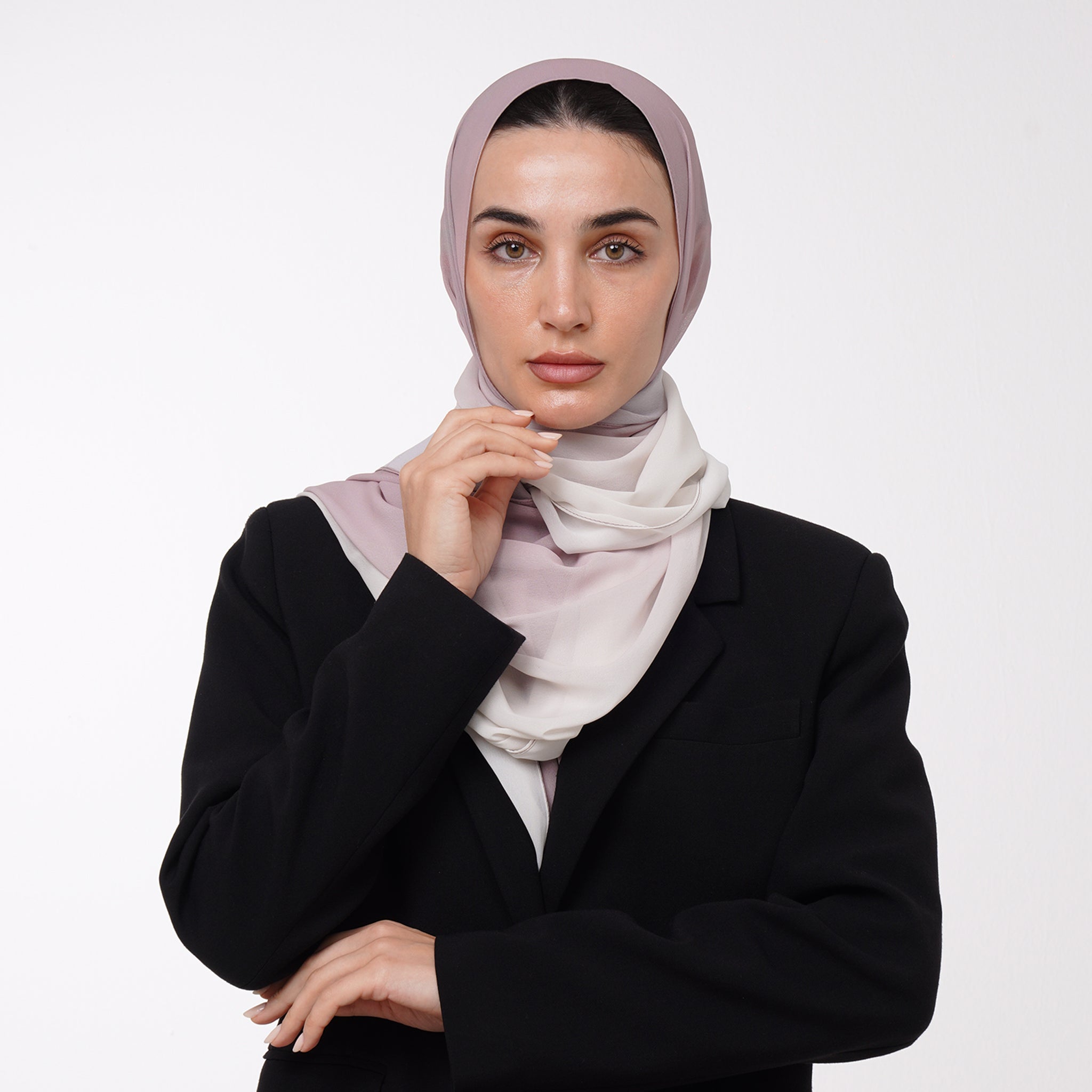 Ombre Crepe Hijab - Dusty Rose Taupe