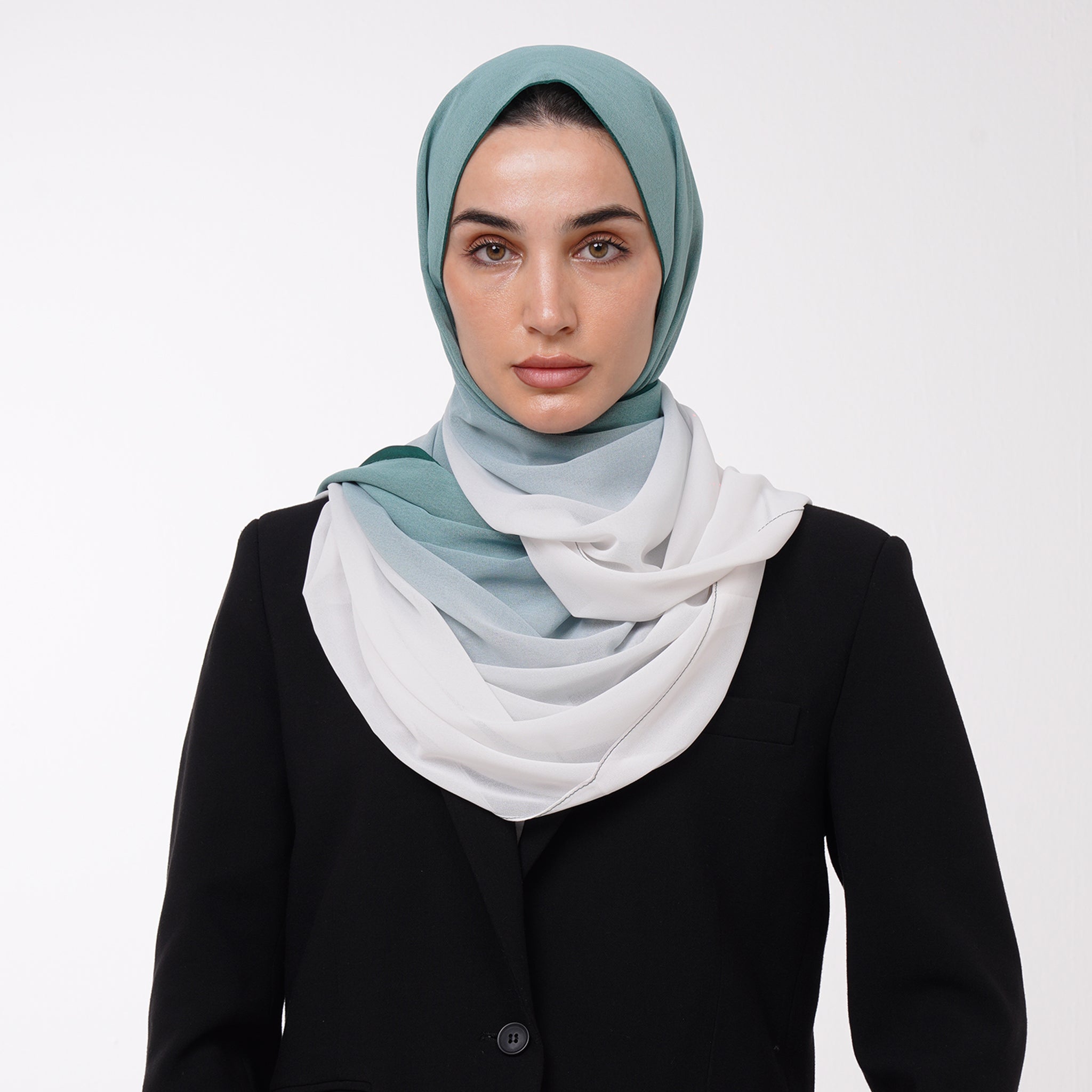 Ombre Crepe Hijab - Soft Sage Teal
