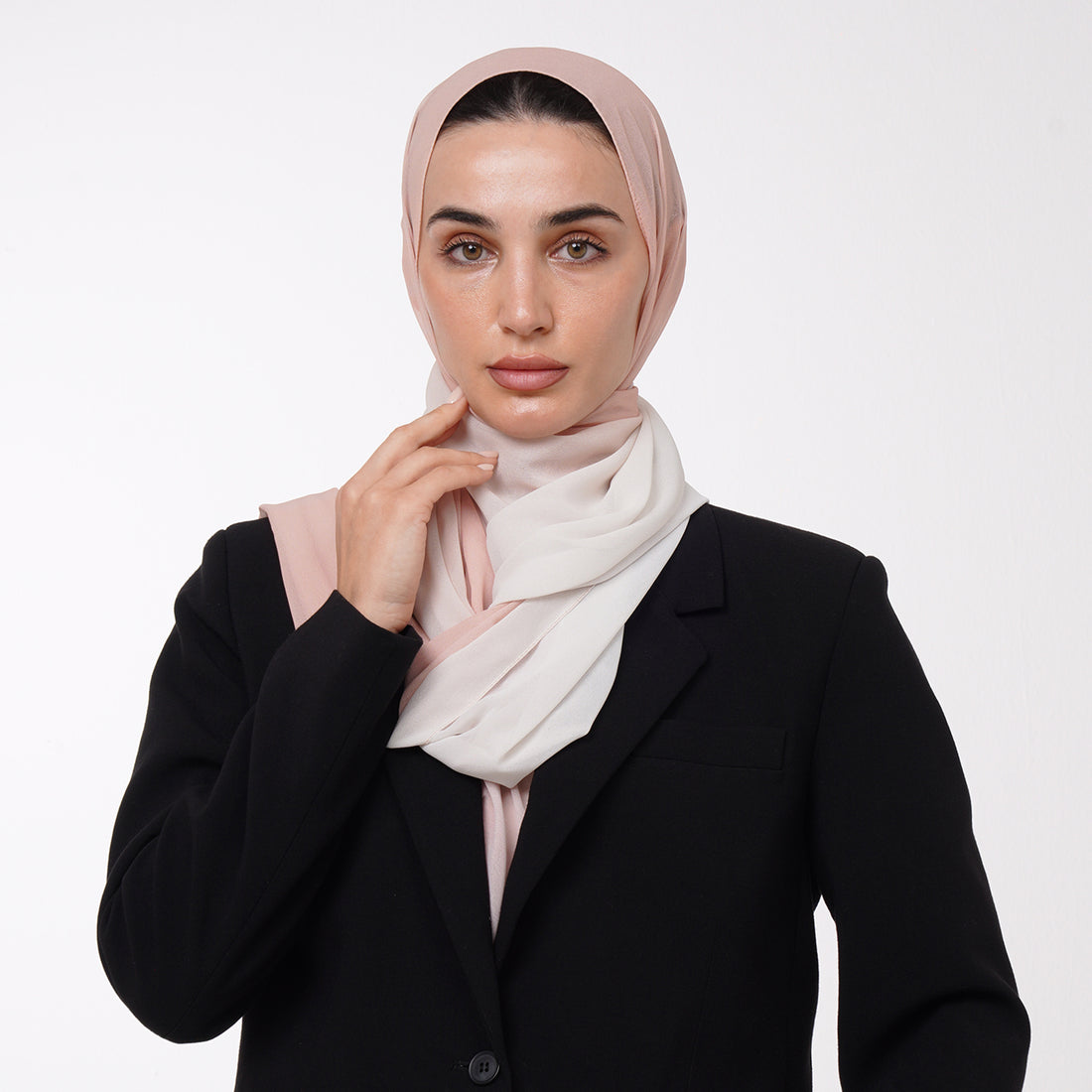 Ombre Crepe Hijab - Blush Nude