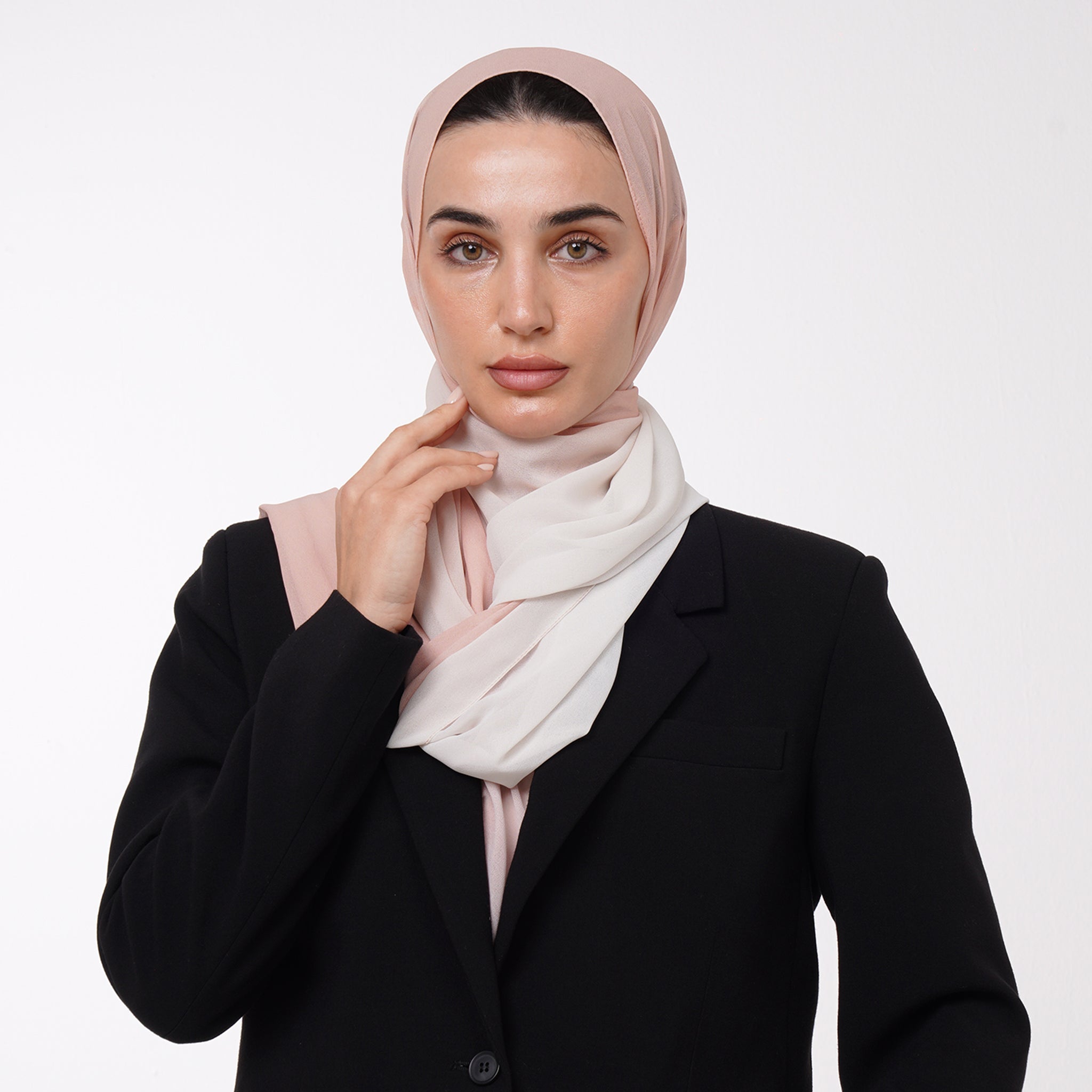 Ombre Crepe Hijab - Blush Nude