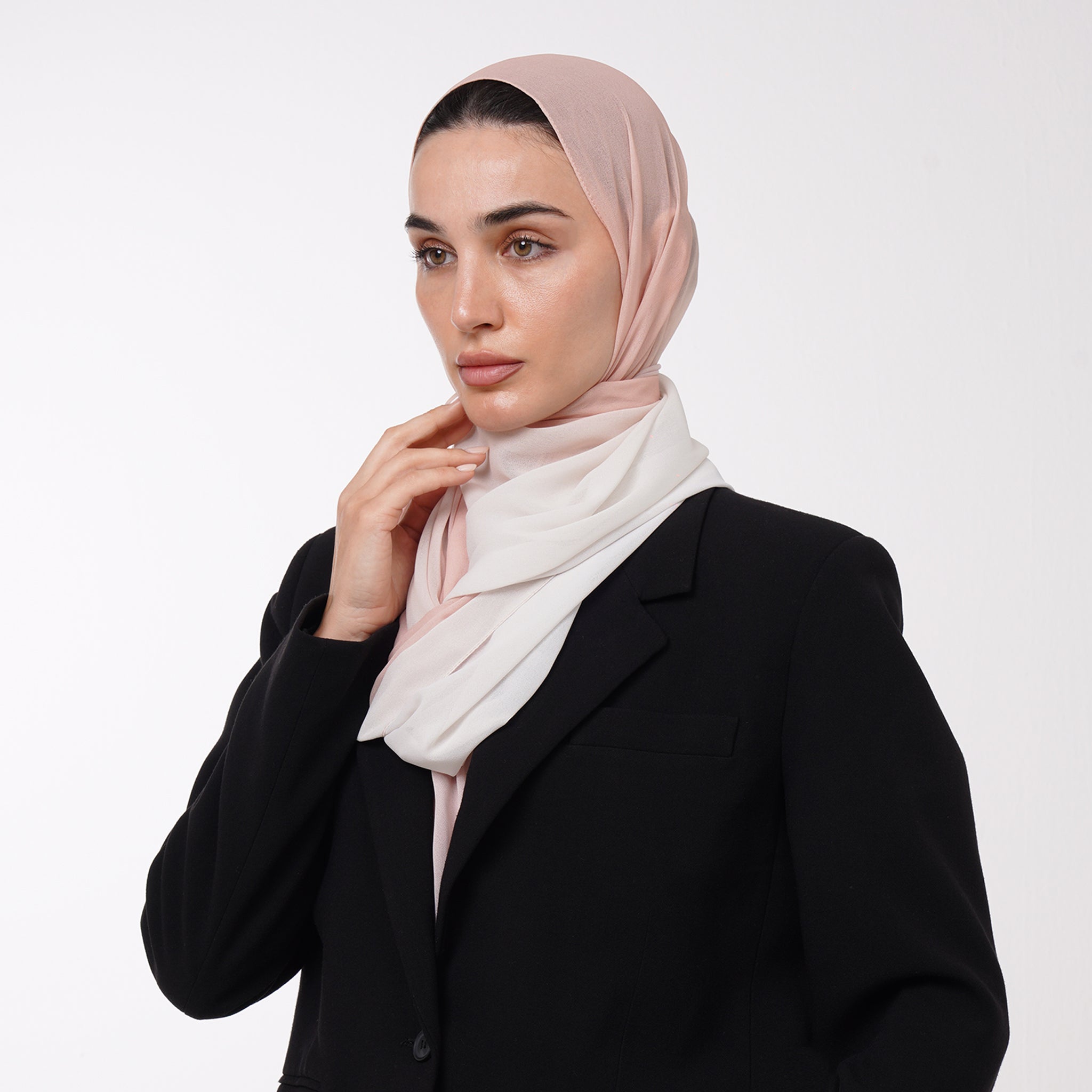 Ombre Crepe Hijab - Blush Nude