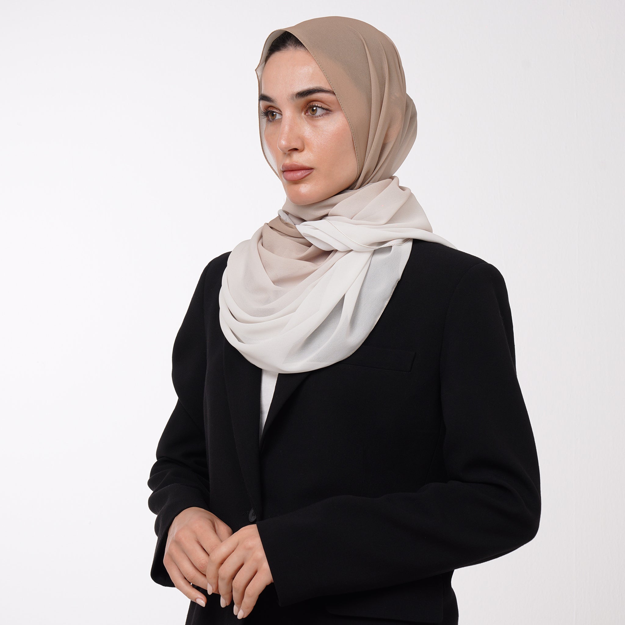 Ombre Crepe Hijab - Warm Sand Beige