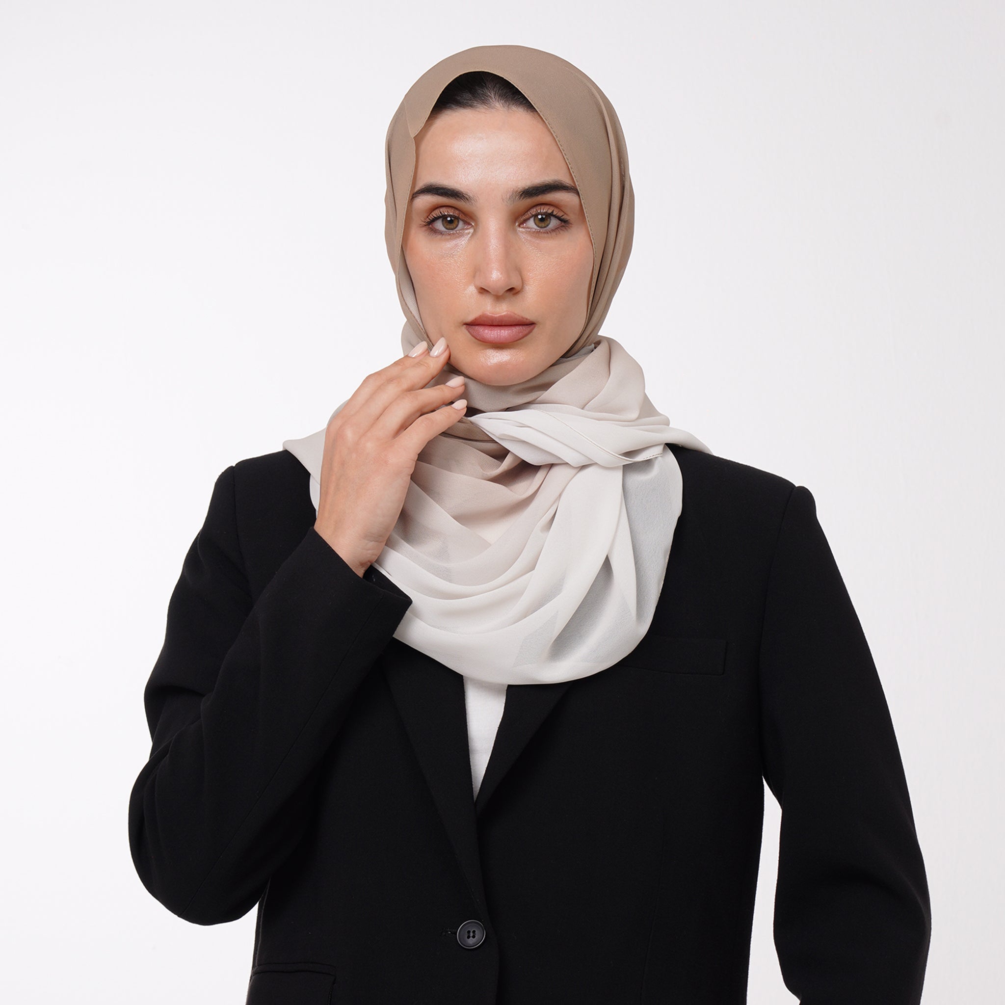 Ombre Crepe Hijab - Warm Sand Beige