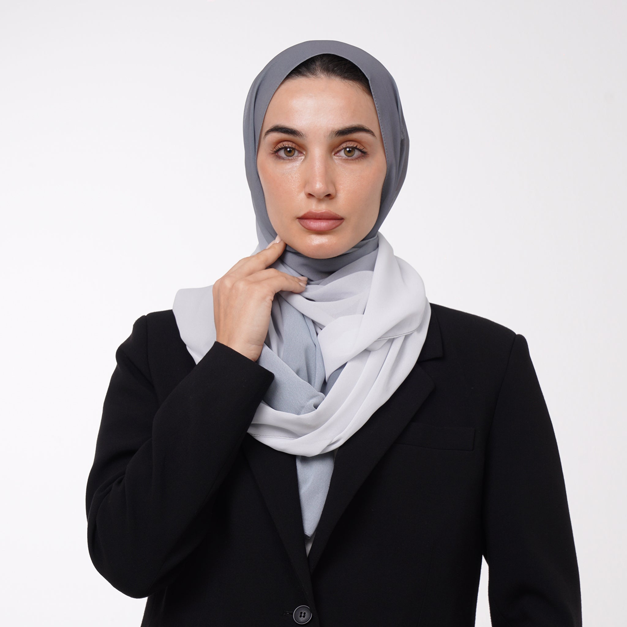Ombre Crepe Hijab - Slate Steel