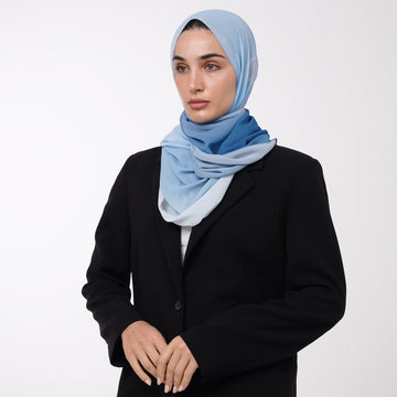 Ombre Crepe Hijab - Sky Blue