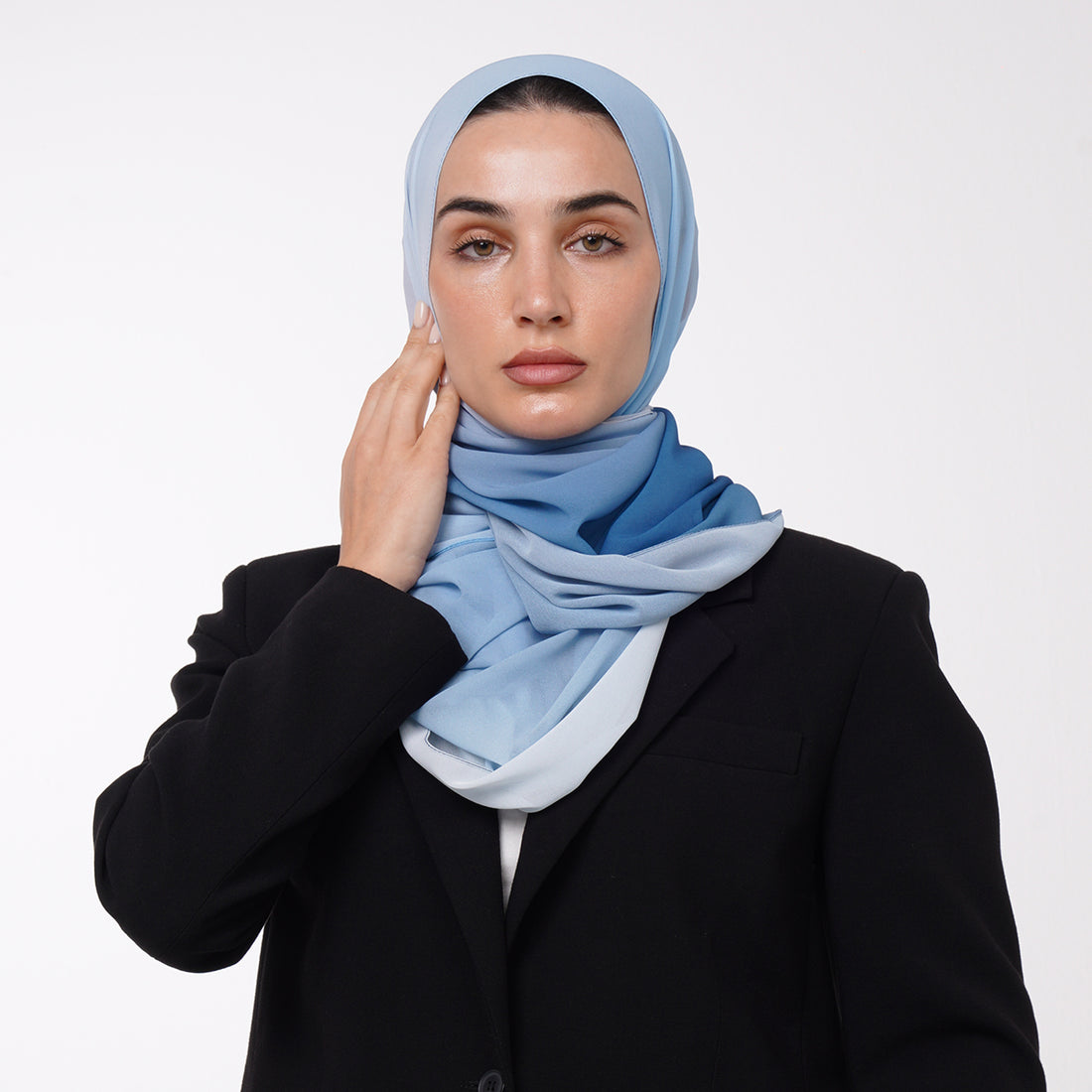 Ombre Crepe Hijab - Sky Blue