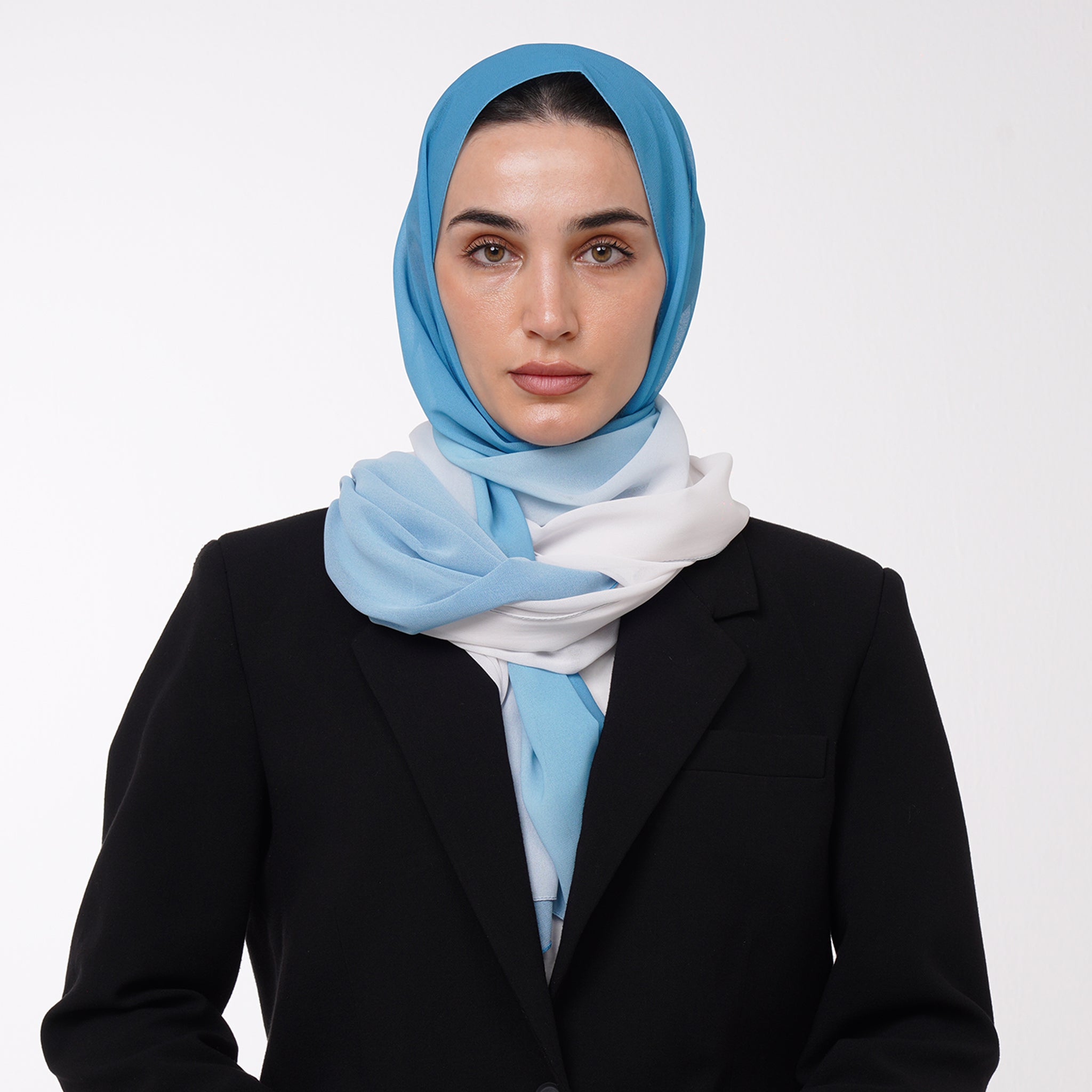 Ombre Crepe Hijab - Turquoise Blue
