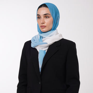 Ombre Crepe Hijab - Turquoise Blue