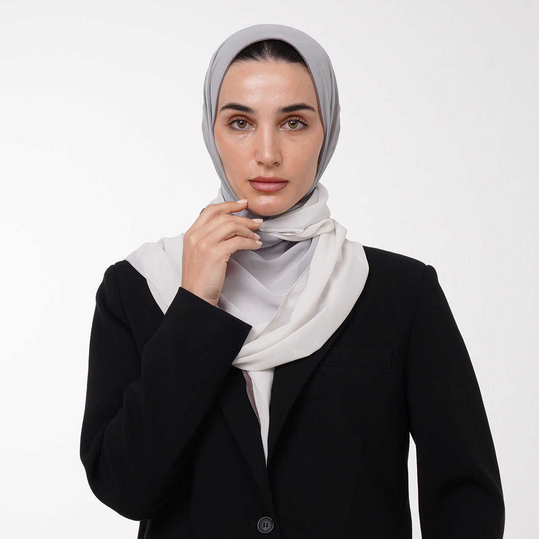 Ombre Crepe Hijab - Cool Light Gray