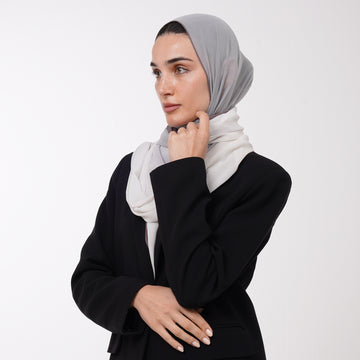 Ombre Crepe Hijab - Cool Light Gray