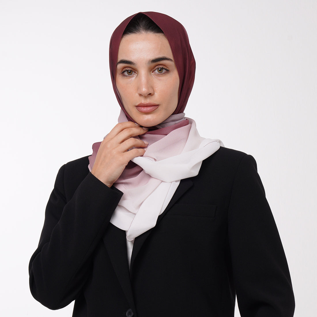 Ombre Crepe Hijab - Wine Red