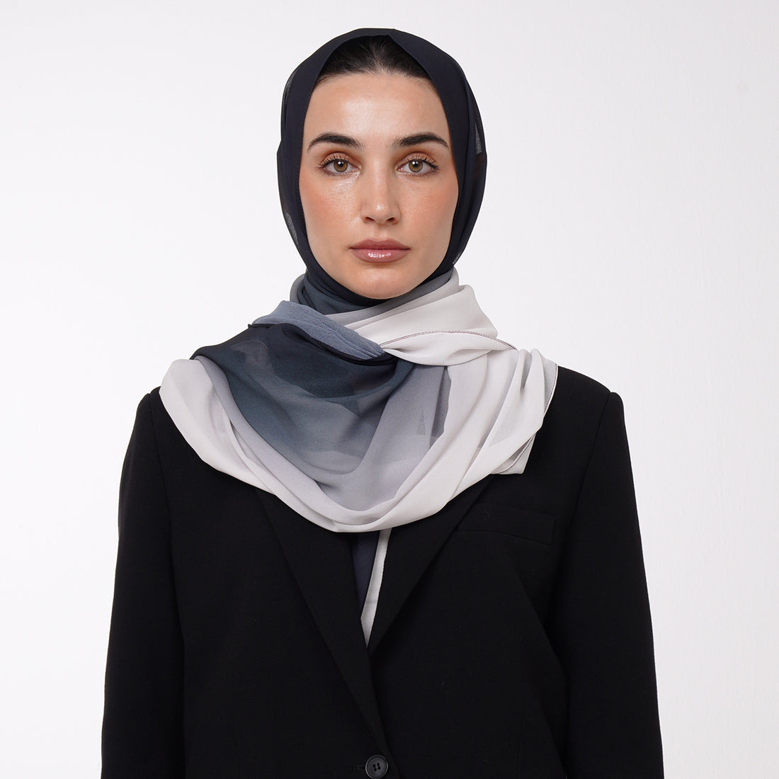 Ombre Crepe Hijab - Charcoal Navy