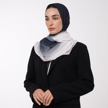 Ombre Crepe Hijab - Charcoal Navy