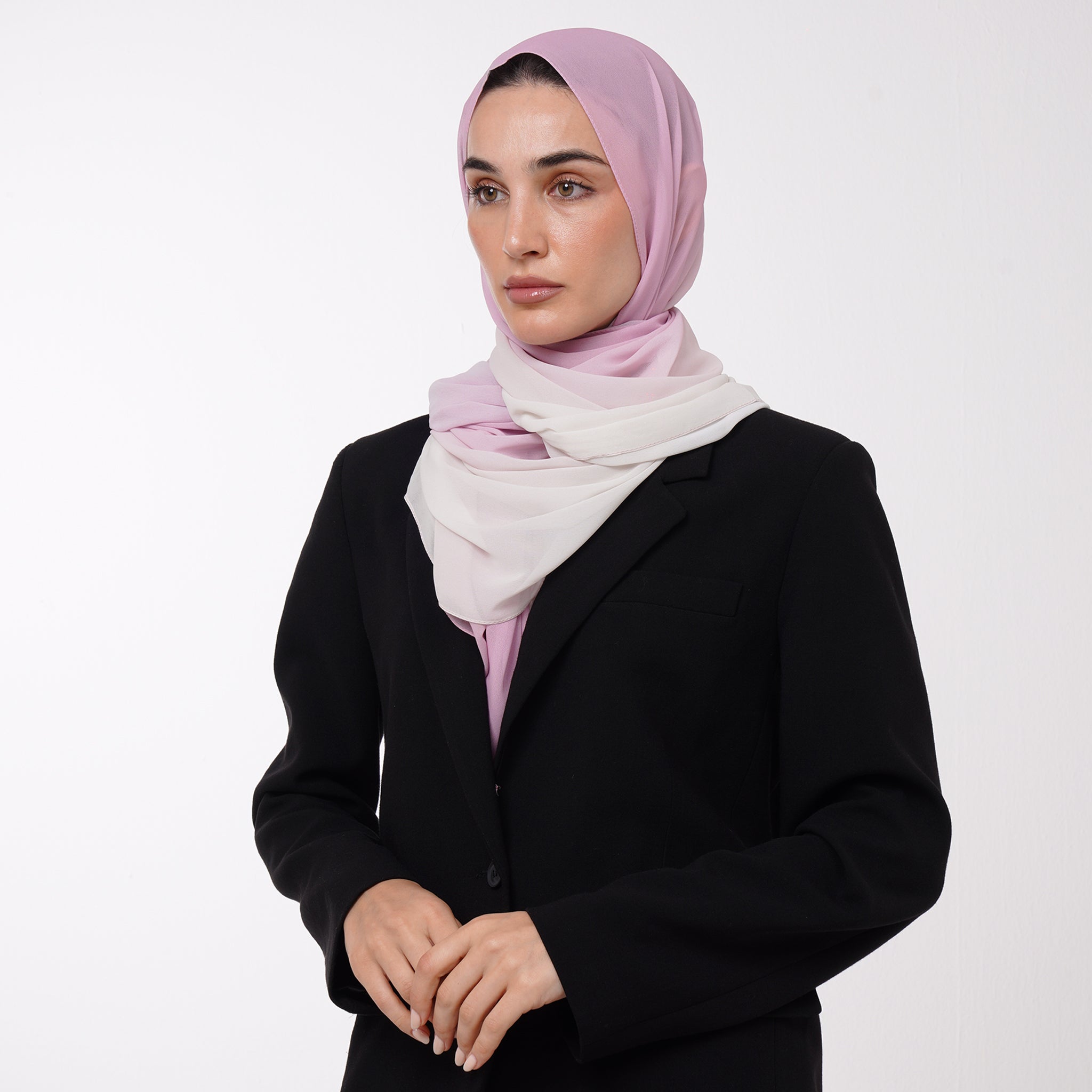 Ombre Crepe Hijab - Rose Pink