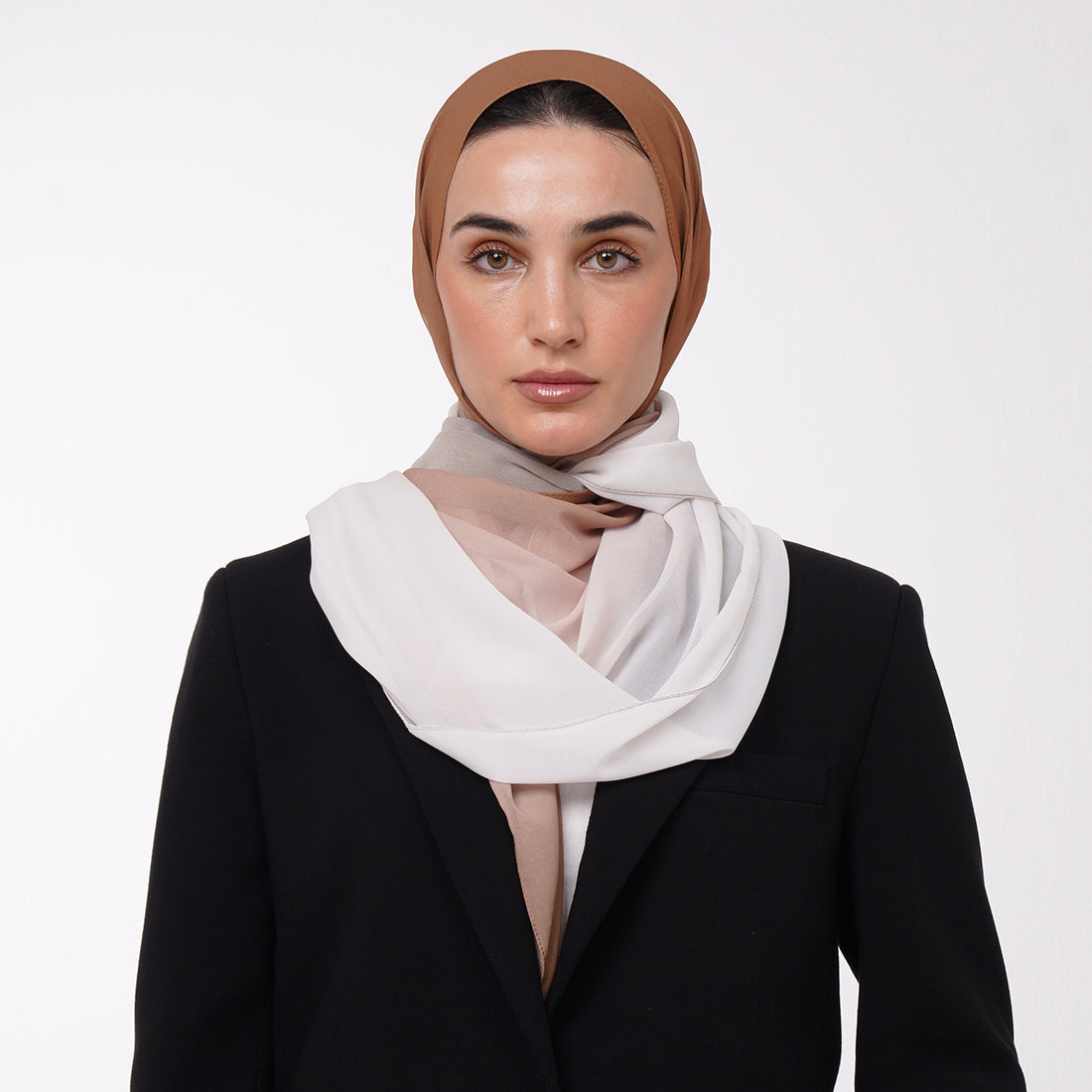 Ombre Crepe Hijab - Caramel Brown