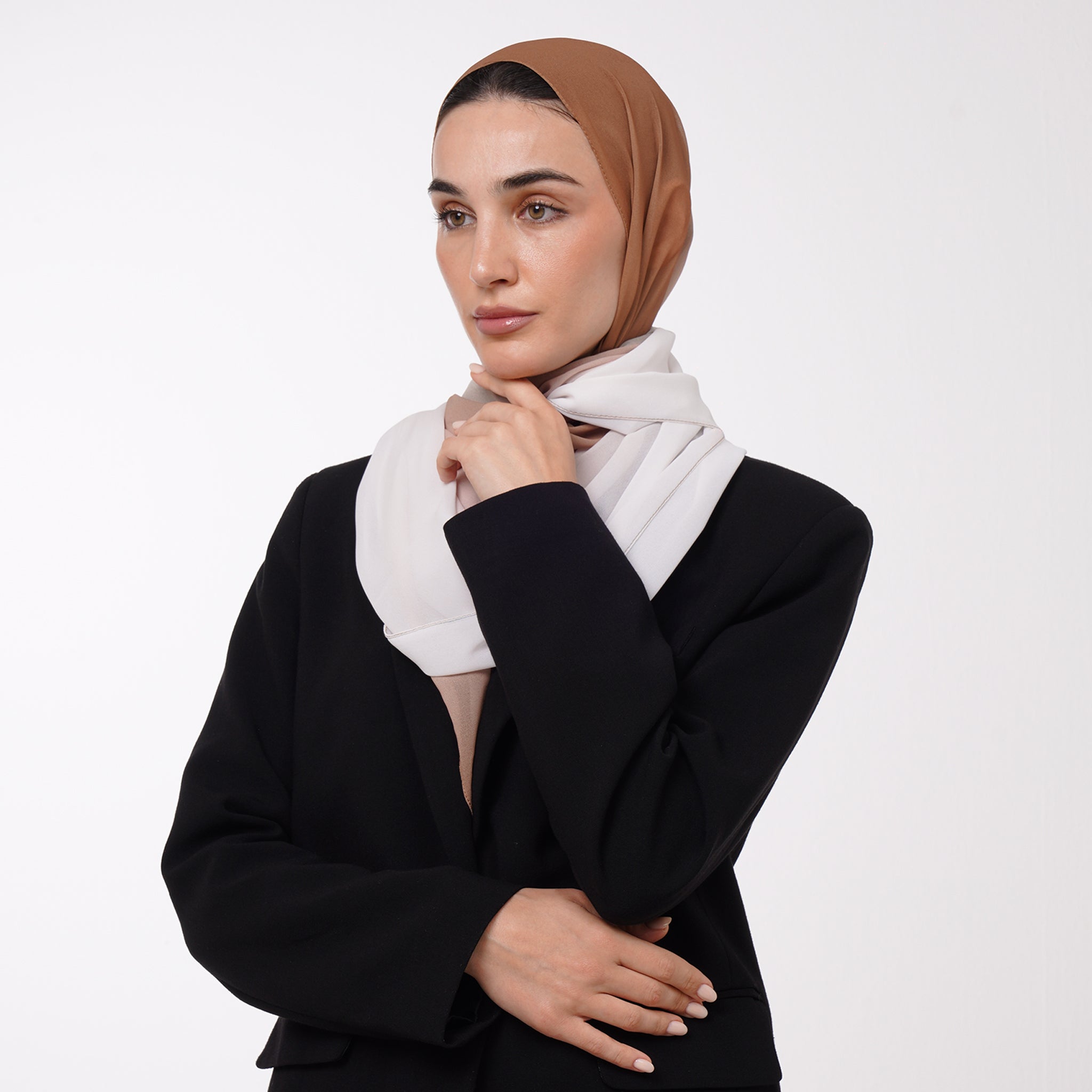 Ombre Crepe Hijab - Caramel Brown
