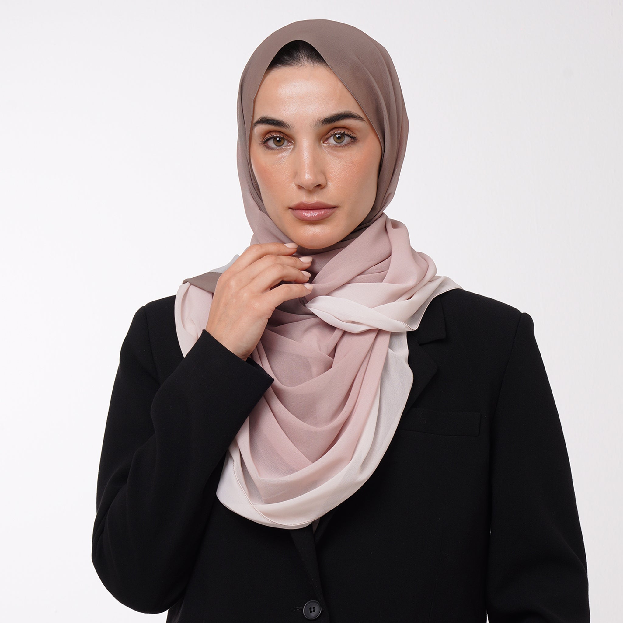 Ombre Crepe Hijab - Mocha Brown
