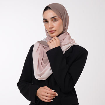 Ombre Crepe Hijab - Mocha Brown