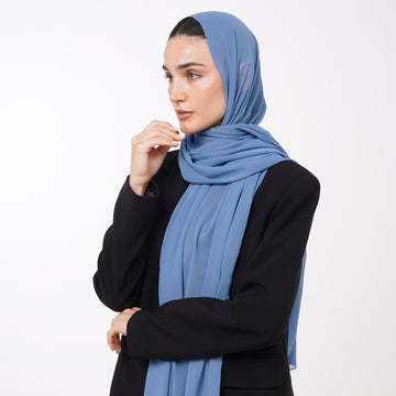 Essential Everyday Chiffon Hijab - Steel Blue