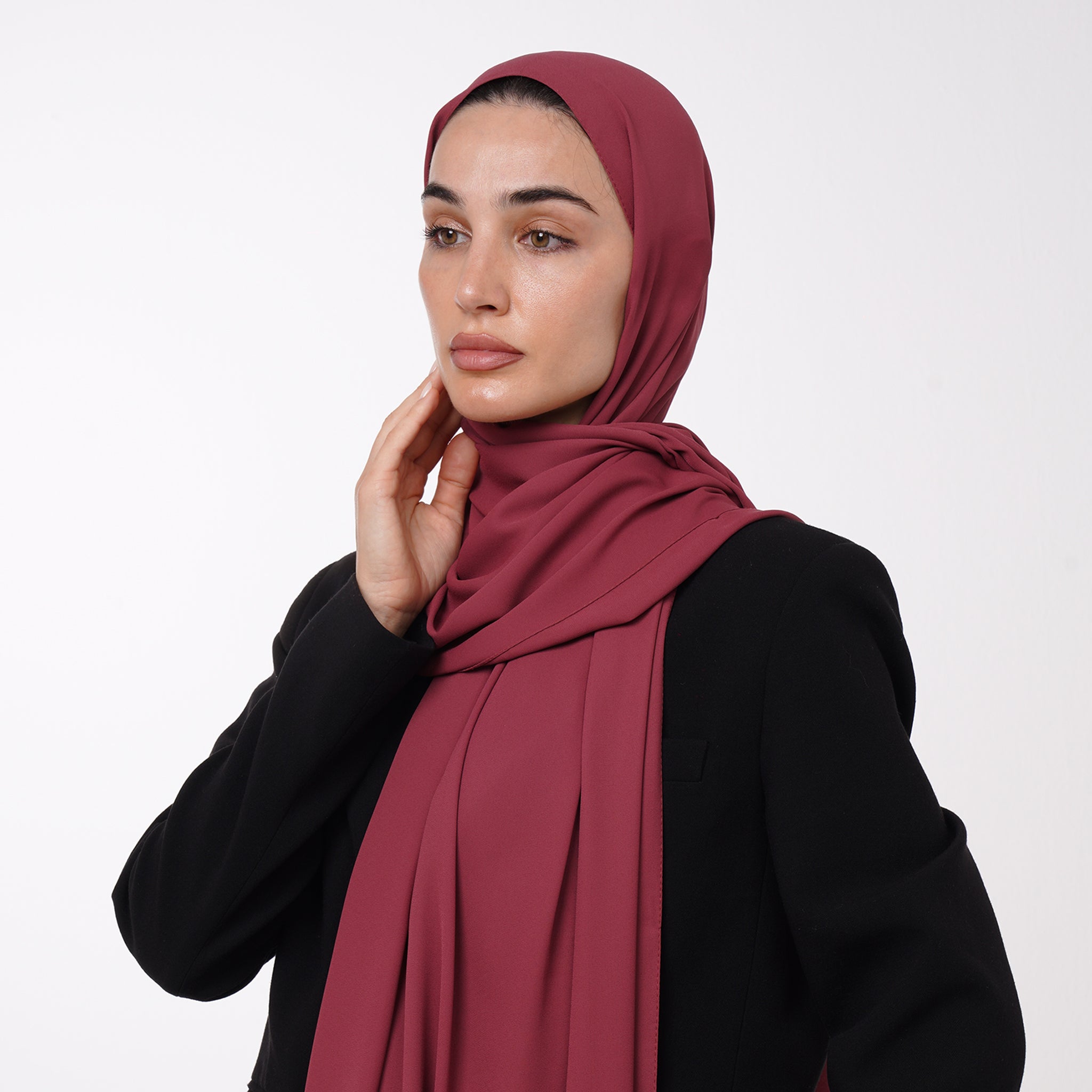 Premium Chiffon Hijab - Deep Rosewood